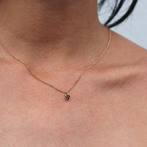 Silver Micro Heart Jewel Necklace - Thai Garnet