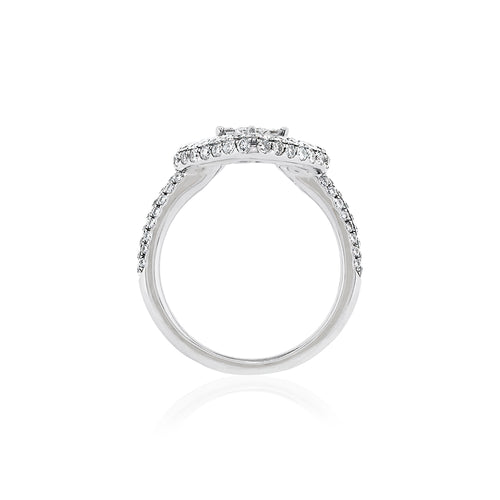 18ct White Gold Baguette & Round Cut Diamond Ring