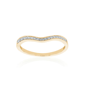 18ct Yellow Gold Diamond Curved Band