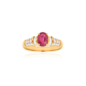 18ct Yellow Gold Ruby Diamond Ring