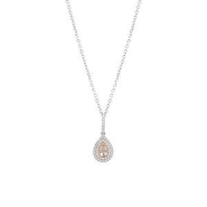 18ct White Gold Pear Morganite and Diamond Pendant