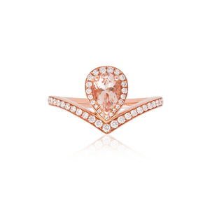 18ct Rose Gold Swan Morganite Diamond Ring