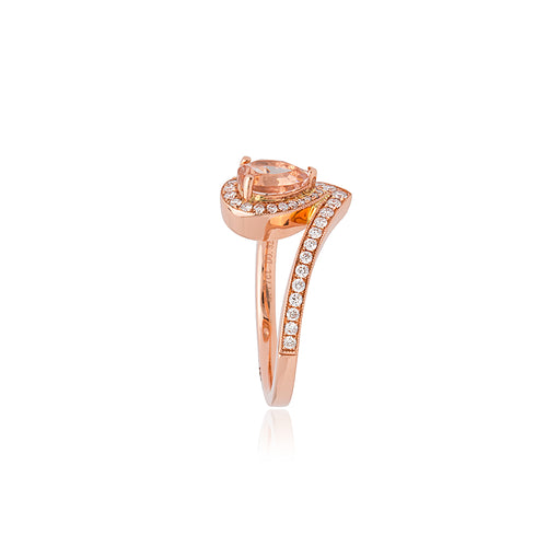 18ct Rose Gold Swan Morganite Diamond Ring