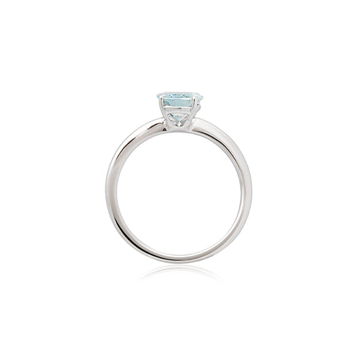 18ct White Gold Corona Aquamarine Ring (Oval)