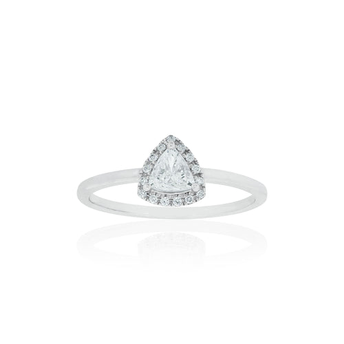 18ct White Gold Trillion Diamond Halo Ring