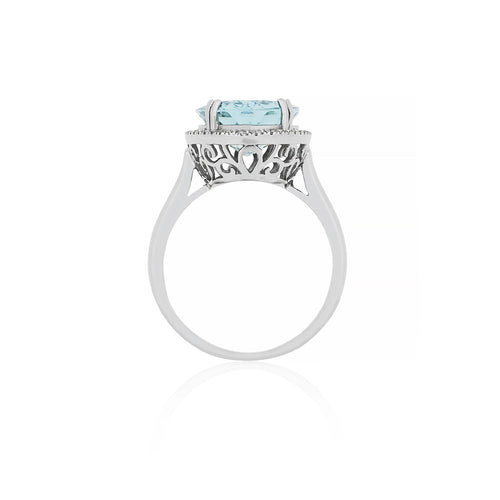18ct White Gold Aquamarine Diamond Dress Ring
