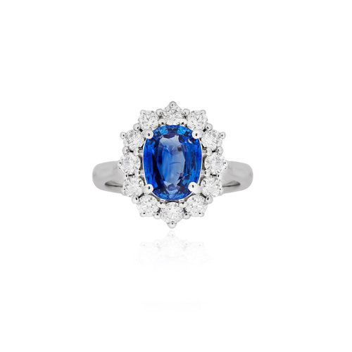 18ct White Gold Sapphire & Diamond Ring