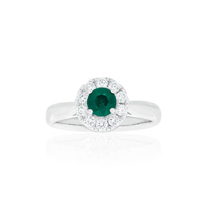 18ct White Gold Carmela Emerald Diamond Ring