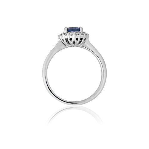 18ct White Gold Sapphire Diamond Ring