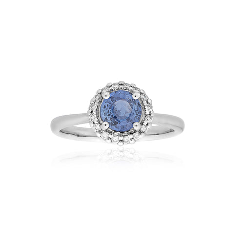 18ct White Gold Sapphire Diamond Ring