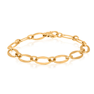 9ct Yellow Gold Long Flat Oval Bracelet