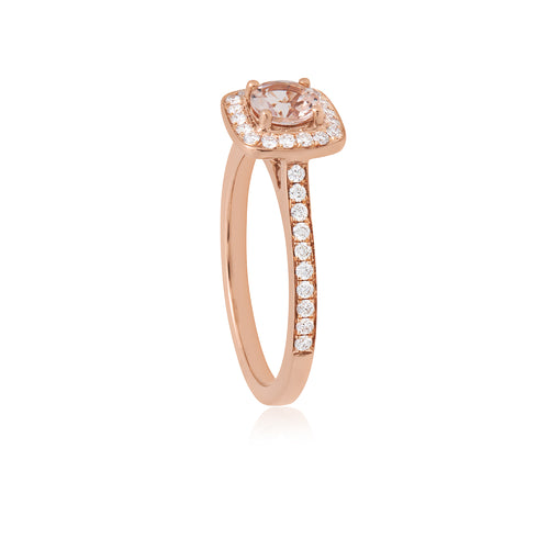 18ct Rose Gold Amira Morganite Diamond Ring