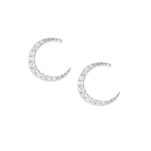 9ct White Gold Moon Diamond Stud Earrings