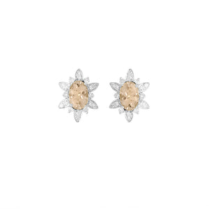 9ct White Gold Fleur Morganite Diamond Earrings