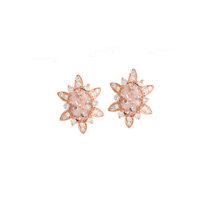 9ct Rose Gold Fleur Morganite Diamond Earrings
