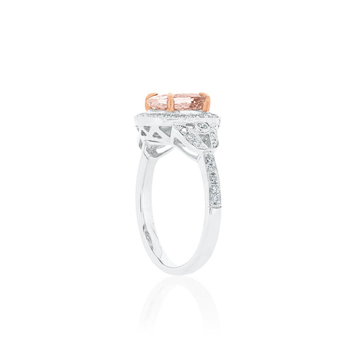 18ct White Gold Morganite Diamond Ring