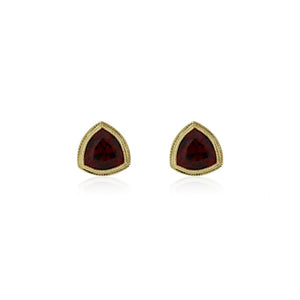 9ct Gold Trinity Stud Garnet Earrings