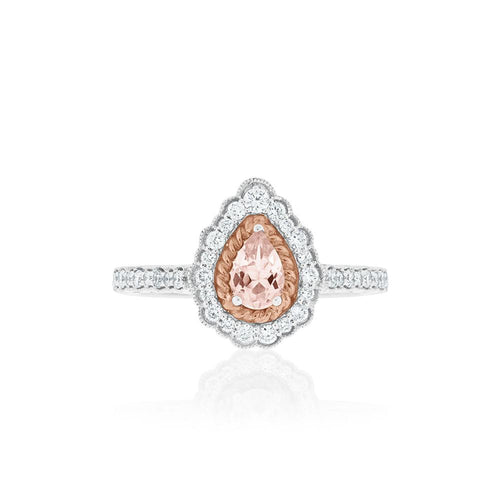 18ct White Gold Sylvia Morganite Diamond Ring