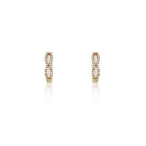 9ct Rose Gold Diamond Twist Hoop Earrings