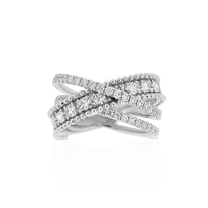 18ct White Gold Diamond Twist Dress Ring