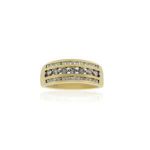 9ct Yellow Gold Three Row Dress Ring