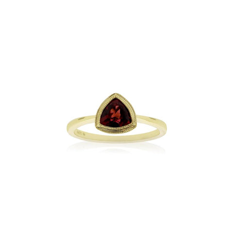9ct Yellow Gold Trinity Ring - Garnet