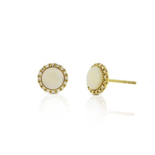 9ct Yellow Gold Priscilla Opal Diamond Earrings