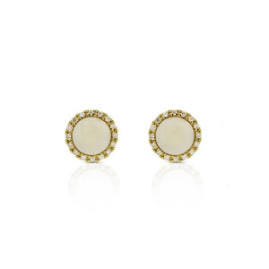 9ct Yellow Gold Priscilla Opal Diamond Earrings