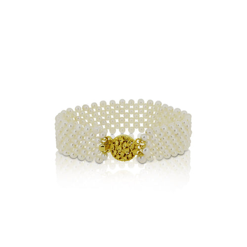 Gold Plated Pearl Multi Strand Bracelet