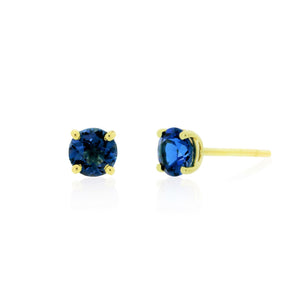 9ct Yellow Gold London Blue Topaz Stud Earrings Round