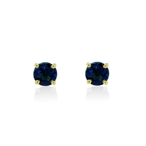 9ct Yellow Gold London Blue Topaz Stud Earrings Round