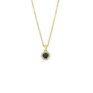 18ct Yellow Gold Brielle Teal Sapphire Diamond Pendant