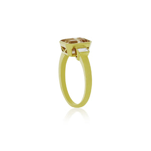 18ct Yellow Gold Morganite and Diamond Dress Ring