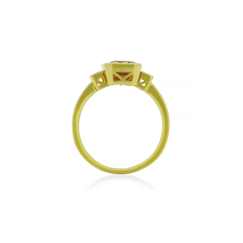 18ct Yellow Gold Morganite and Diamond Dress Ring