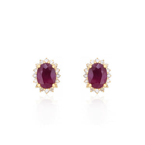 18ct Gold Adele Ruby Diamond Stud Earrings