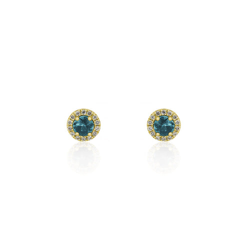 18ct Yellow Gold Marilee Montana Sapphire Diamond Stud Earrings