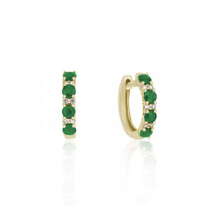 9ct Yellow Gold Milani Emerald Diamond Hoop Earrings