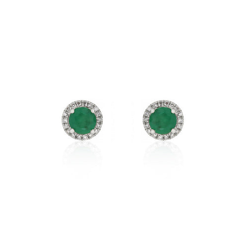 9ct White Gold Milani Emerald Diamond Stud Earring