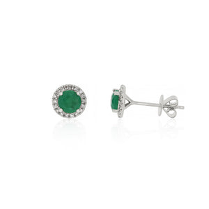 9ct White Gold Milani Emerald Diamond Stud Earring