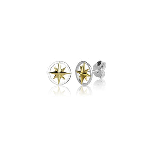 Gold Compass Stud Earrings (Navigation)