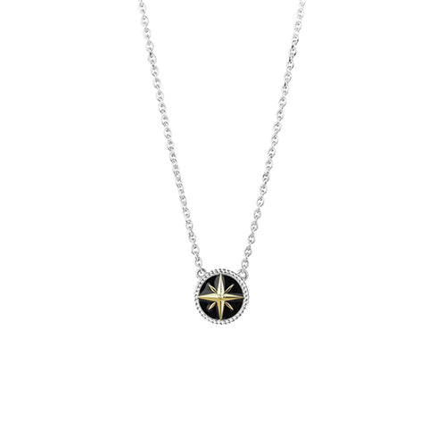 Gold/Enamel Compass Necklace (Navigation