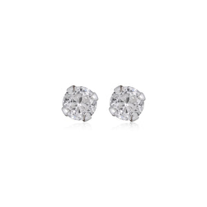 Silver 4mm Small Round Cubic Zirconia Studs
