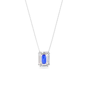 Chroma pendant Octagon cut crystal Blue Rhodium plated