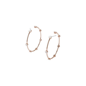Rose Gold Plated Constella Hoop Earrings - White