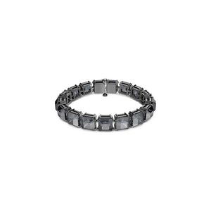 Millenia bracelet, Square cut, Grey, Black ruthenium plating