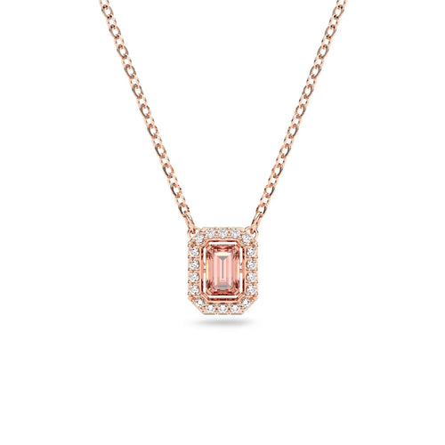 Millenia necklace Octagon cut Swarovski Zirconia Pink Rose-gold tone plated