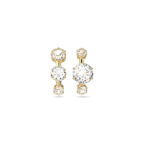 Constella earrings, Brilliant cut crystals, White, Gold-tone plated