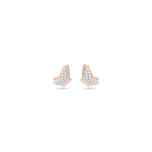 Lilia stud earrings, Butterfly, White, Rose gold-tone plated