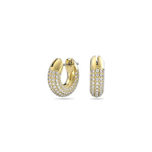 Dextera hoop earrings Pavé, Small, White, Gold-tone plated