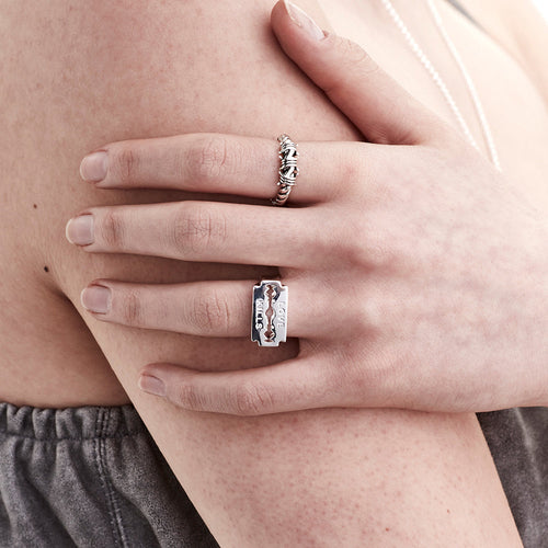 Silver Baby Barb Rope Ring
